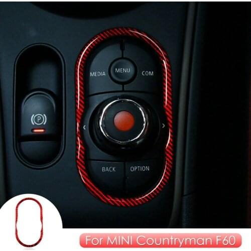Carbon Fibre Multimedia Button Sticker Cover Trim for Mini Cooper Countryman F60 2017-2020