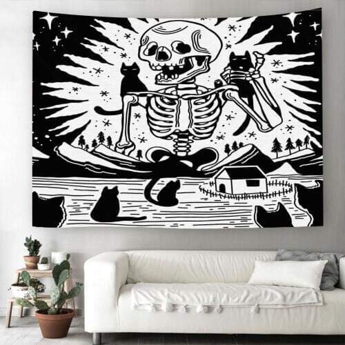 Skeleton Tapestry 3D Print Spider Skull Wall Hanging Halloween Gift Wall Carpets Home Dorm Decoration Cartoon Wall Tapestry