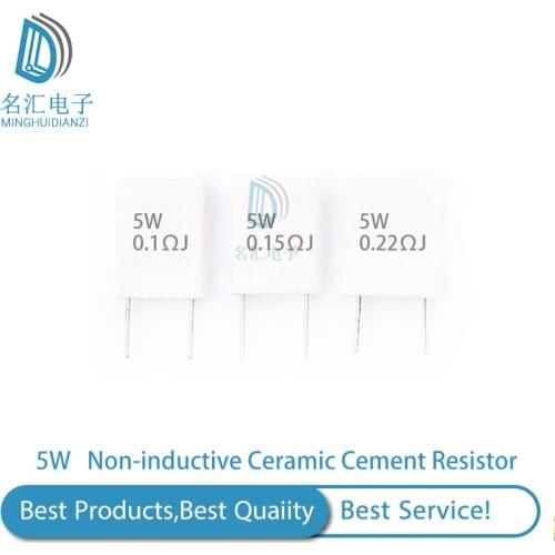 10pcs 5W BPR56 0.001 0.1 0.15 0.22 0.25 0.33 0.5 ohm Non-inductive Ceramic Cement Resistor 0.1R 0.15R 0.22R 0.25R 0.33R 0.5R