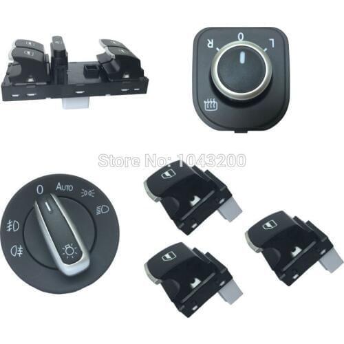 New Chrome Headlight Windows Mirror Switch Button 5ND959857 5ND941431B 5ND959565B 5ND959855 for VW Passat B6 Jetta Golf MK5