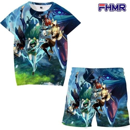 2021 New Two Piece Set Summer Printed T shirt Suit Shorts Top Fashion t-shirt and Shorts Pants suit boys and girls Short sleeve