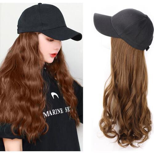 ONYX Long Wave 22Inch Baseball Cap Hair Wig Synthetic Wig Hair Extension Naturally Connect Adjustable Cap Wig For Women Outdoor