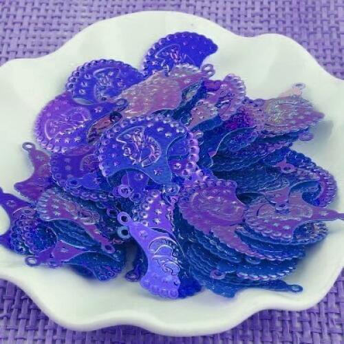 200pcs 24*26mm Sequin Pendant Flat Paillettes Sewing Craft DIY Accessory Head Portraits Dark Purple Belly Dance Scarf Coins