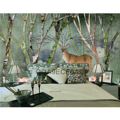 Custom 3d photo wallpaper 3d wall mural wallpaper European elk forest American retro style backdrop 3D wallpaper for living room