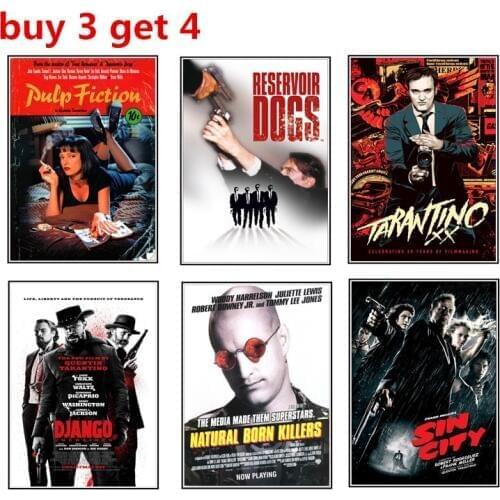 Quentin Tarantino Movie Poster Collection, White poster Decorative Poster, Home Decor, Movie Wall Sticker, Poster Movie