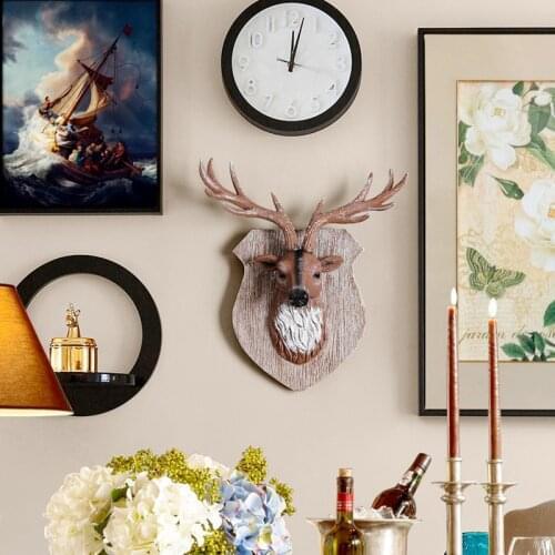 Retro Elk Head Statue American Wall Decoration Pendant Ornaments Home Wall Decor Living Room Tv Background Wall Resin Animal