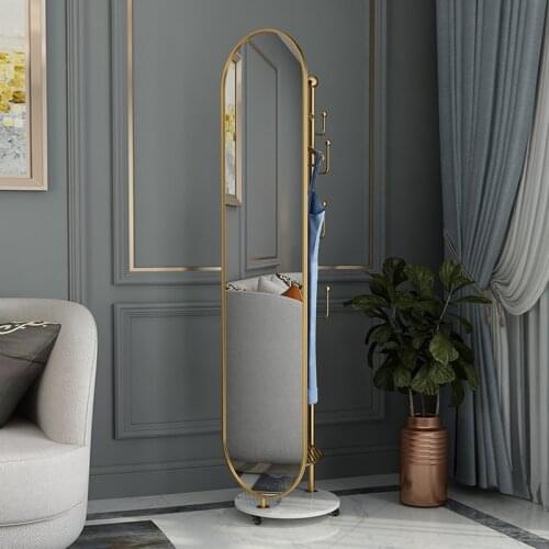 GY Light Luxury Dressing Mirror Clothes Rack Integrated Rotating Full-Length Mirror Household Floor Mirror Movable Large Mirror