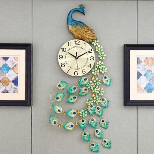 Peacock Large Wall Clock Creative Living Room Large Art Luxury Wall Clock Silent Modern Design Reloj De Pared Home Decor DG50WC