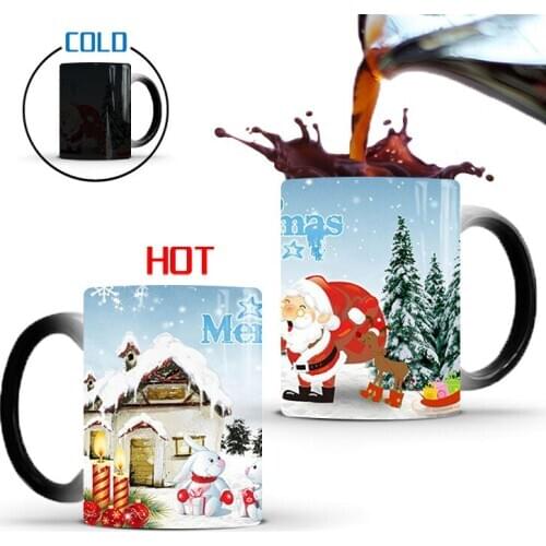 Merry Christmas Ceramic Thermochromic Coffee Mug Color Changing Mug