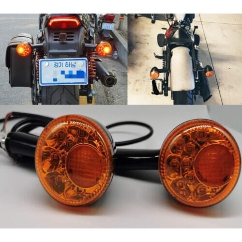 2pcs LED Motorcycle Turn Signals Rear LED Lights Amber Motor Turn Signal Indicators Light for Sportster 883 Iron XL1200 1992-UP