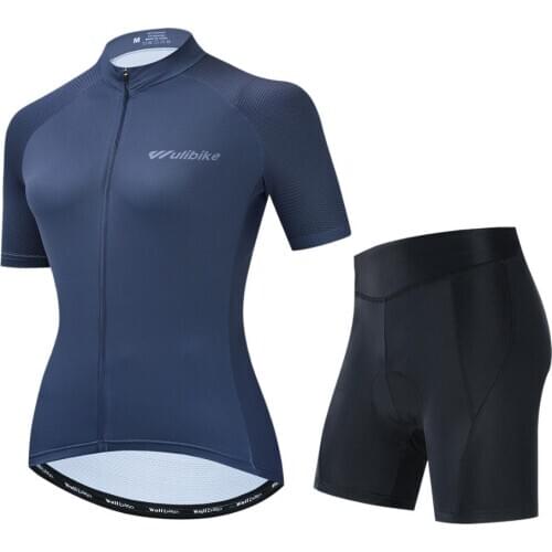 Wulibike Cycling Uniforms Suit for Women Summer Cycle Sport Breathable Jersey Shorts Set Female Anti-UV Clothing for Cycling