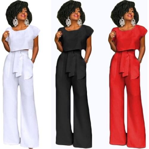 2 PCS Womens Summer Pantsuits Short Sleeve Shirts +High Waist Bow Pants Plus Size Sexy Straight Outsuit Pants Set Playsuit 2021