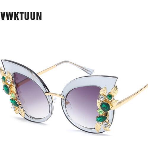 VWKTUUN Sunglasses Women Cat Eye Shades Oversized Eyewear Crystal Frame Sun glasses For Women Sun UV400 Protection Sunglass