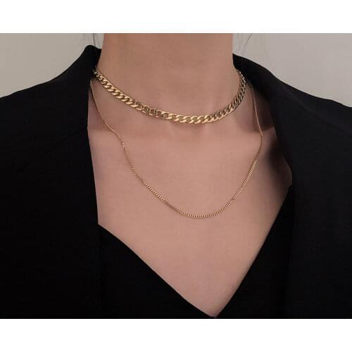 925 Sterling Silver Chunky Chain Necklace for Women Double Layer Necklaces Party Jewelry Gifts New
