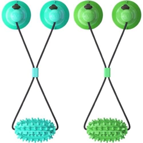 Pet Dog Molar Bite Toy Tug Rope Toothbrush Chewing Ball Suction Cup Detal Care Tooth Cleaning