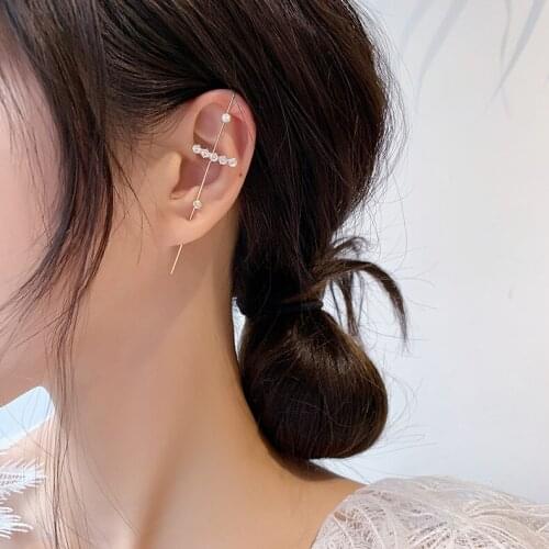 1 piece Bohemian Wedding Ear Wrap Crawler Hook Earring druzy Crystal Stud Earrings For Woman Climber Earrings Ear Needles Clip