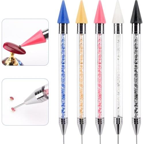 1PC Dual Heads Acrylic Metal Dotting Wax Pen Rhinestones Gem Picker Crystal Picking Nail Art Studs Dotter DIY Point Drill Tools