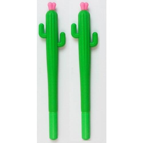 2Pcs Cute Creative Cactus Gel Pens Stationery Office School Supplies Gift Gel Pen 0.38mm Black Ink Kawaii Stationery