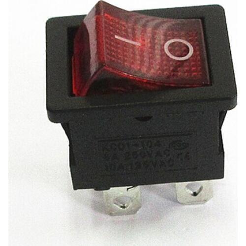 2PC/set AC 6A 250V 10A 125V KCD1-104 Rocker Switch boat rocker power switch black /Red 4 pin 2 terminal