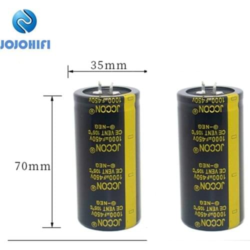 2pc-10pcs/Lots 1000UF 450V 35x70mm Pitch 10mm JCCON 105 ℃ Long Life Full-Voltage Direct Insertion Horn Electrolytic Capacitors