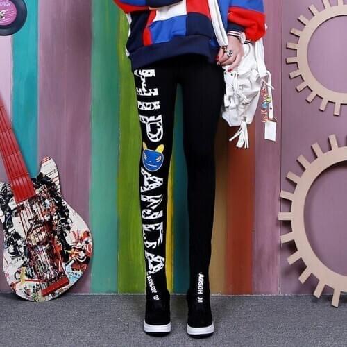 2020 Autumn Fashion Thick Letter Pattern Leggings Women Slim Elasticity Pants Cartoon Winter Thicker Leggings