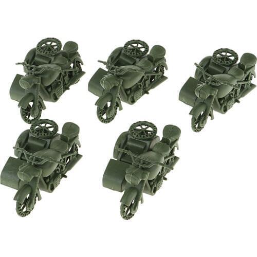 5 Pieces WWII German Armed Force Warfare Motorcycle Model Kit Wargame Tabletop Ornaments