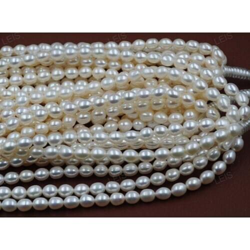 Wholesale lots 5PCS AAA high luster freshwater cultured pearl loose rice pearl string 7-8mm