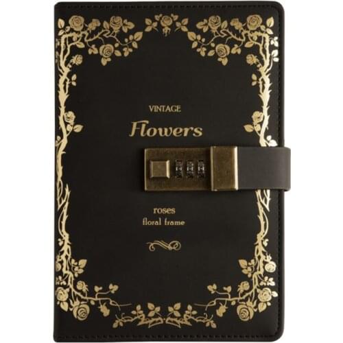 B6 Retro Notebook with Password Lock Leather Cover Traveler Diary Planner Agenda School Supplies Gift Stationery G88D