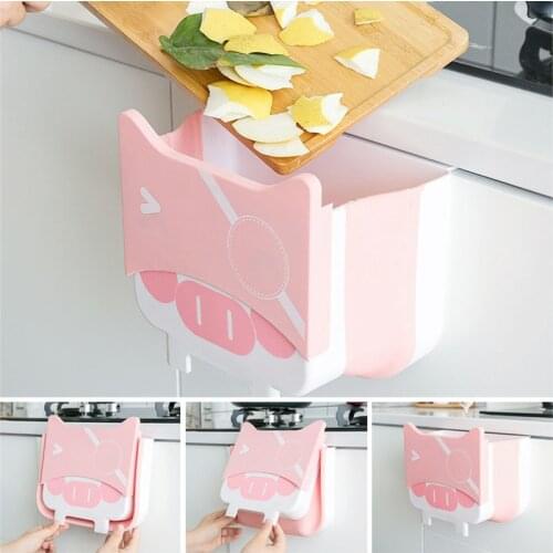 Household Folding Trash Can Car Trash Can Garbage Bin Home Office Storage Box Kitchen Cabinet Storage Wall-Mounted Trash Bin