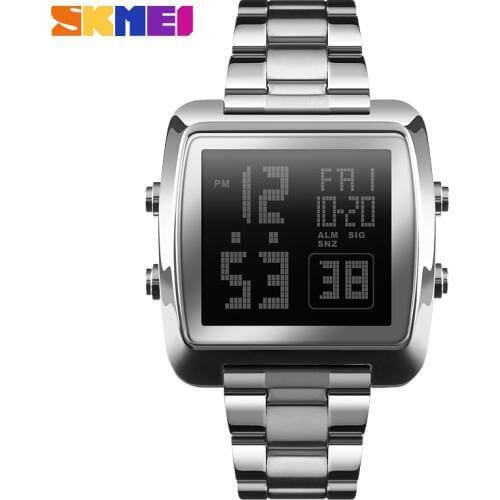 SKMEI Full Steel Mens Watches Top Brand Luxury Military Sports Watches Clock Waterproof LED Digital Watch Men Relogio Masculino