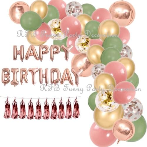 Birthday Party Retro Green Pink Balloons Garland Decoration Love Bachelorette Party Supplies Baby Shower Wedding Favor Ideas