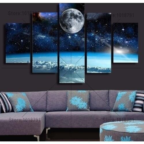Home 3D DIY Diamond Painting 5PCS Color Moon Painting Combination Embroidery Mosaic Cross Stitch Home Decoration