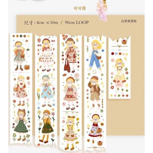 Fairy Cute Girl Washi Tape for Card Making Bullet Journal DIY Scrapbooking Decorative Sticker