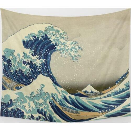 The Classic Japanese Great Wave off Kanagawa Print by Hokusai Wall Tapestry Cover Beach Towel Throw Blanket Picnic Yoga Mat Home