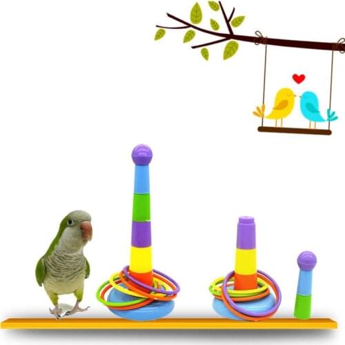 Parrot Toys Bird Toy Puzzle Interactive Rings Starling Detachable Colorful Bite Trainning Pets Supplies