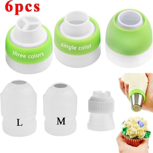 6PCS Icing Piping Bag Russian Nozzle Converter Coupler Cake Cream Pastry Bag Nozzle Adapter For Cupcake Fondant Cookie