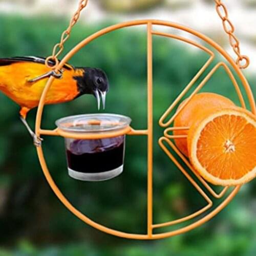 Bird Food Container Shelf Oriole Feeder Convenient Hanging Pet Feeding Wrought Iron Orange Jam Fruit Hummingbird Feeder for Bird