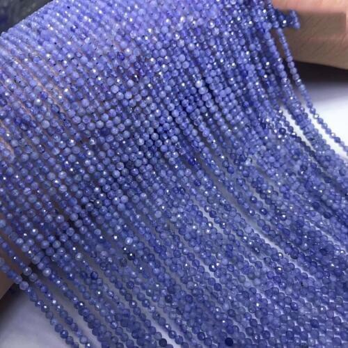 Natural Tanzanite 5A 3mm round Faceted Gemstone beads for 925 sterling silver Jewelry Making Necklace Bracelet 15inch ICNWAY