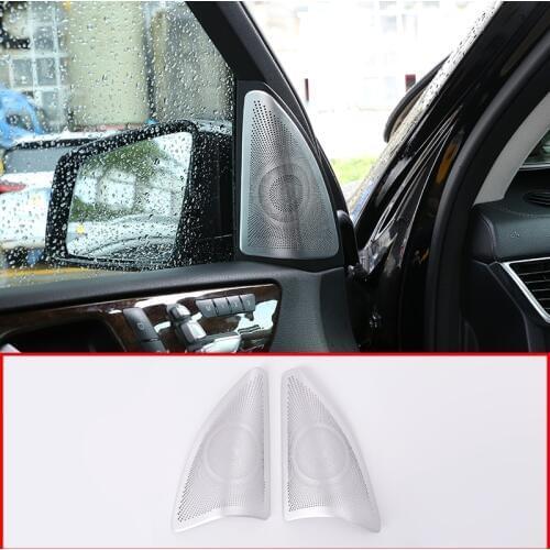2 Pcs for Mercedes Benz GL ML GLS GLE W164 350 2012-2019 Door Speaker Cover Trim Aluminum Alloy Silver Car Interior Accessories