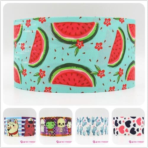 Q&N ribbon 16mm 22mm 25mm 38mm 50mm 75mm watermelon printed Grosgrain Ribbon Handmade DIY Headwear Accessories Wedding Gift Wrap