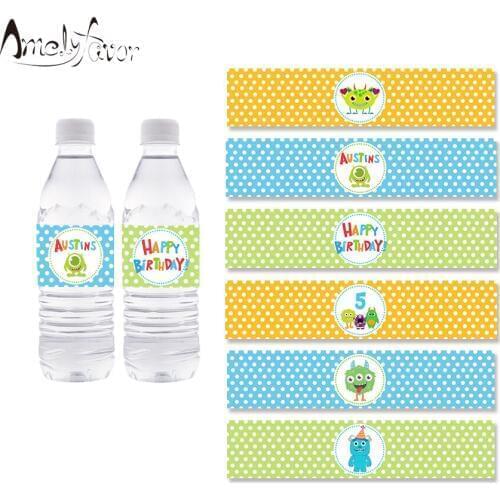 Mini Monster Water Bottle Labels Monster Water Bottle Wrappers Kids Birthday Party Decoration Supplies Monster Labels Decoration