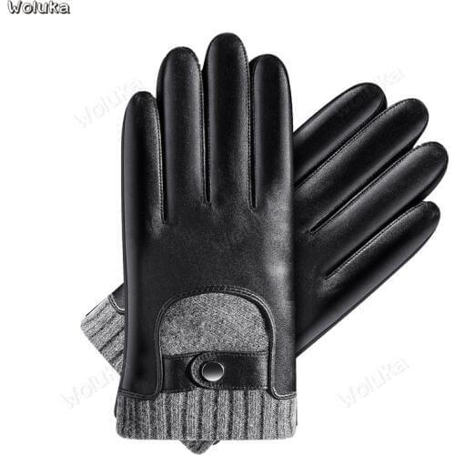 Motorcycle gloves men riding winter plus velvet thick warm outdoor cycling touch screen leather gloves CD50 Q02