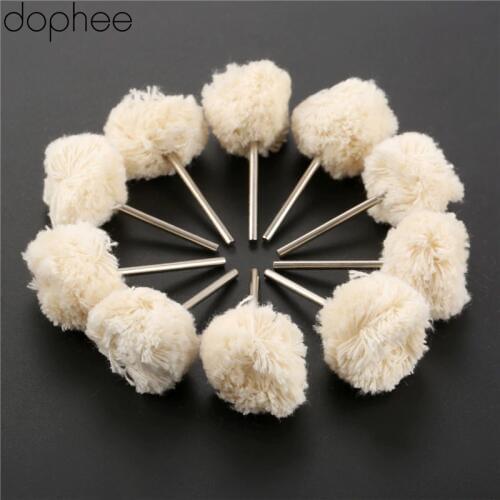 Dophee 10Pcs Dremel Accessories 22mm Wool Polishing Buffing Wheels 2.35mm Shank Jewelry Metals Grinding for Drill Rotary Tools