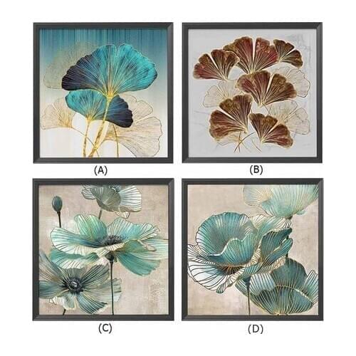 Ginkgo Leaf Cross Stitch Still Life Series Kit Ecological Cotton Thread 11CT Printed Embroidery DIY Decoration 60x60cm