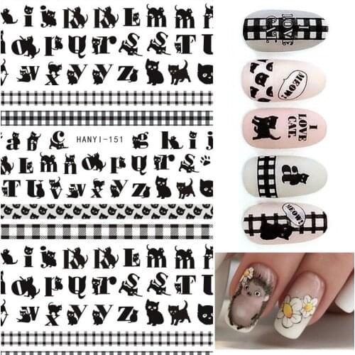 1 Sheet 3D Nail Art Stickers Self-Adhesive Cartoon Lucky Cat Cute Animal Wraps Decals Nail Tips Decoration Accessories