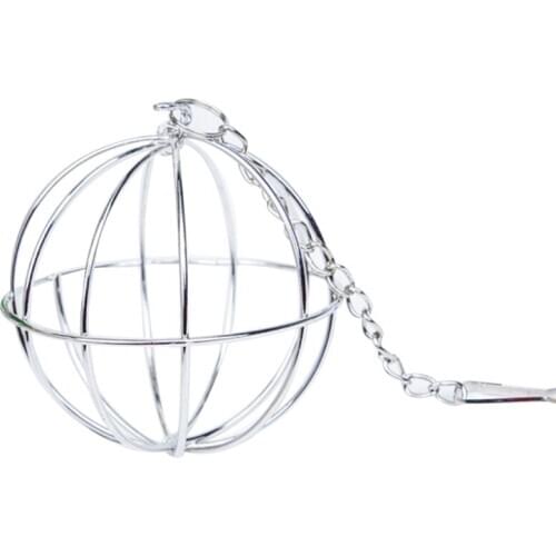 Stainless Steel Rabbit Feeder Ball Bunny Hay Grass Shelf Rack Toy Round Feed Dispenser Exercise Hanging Straw Holder