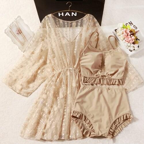 2021 New Women High Waist Bikini Set Swimwear with Cover-Up Summer Sexy Swimsuit Swimming Beachwear Biquini Ladies Bathing Suit