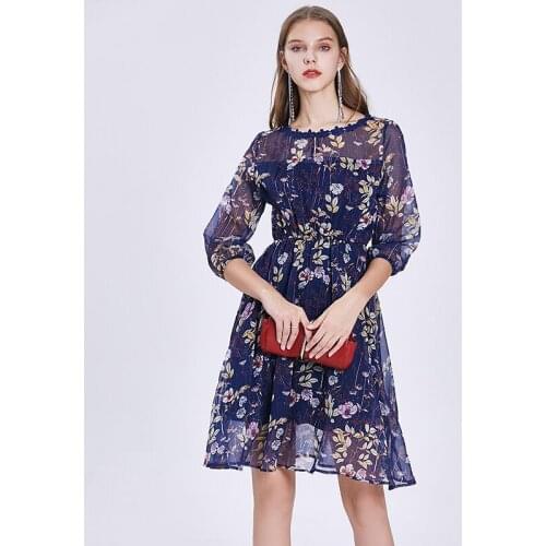 New Fairy Chiffon Dresses Bosnia Fashionable Print Youthful Looking High Waist A-line Women Dress Ropa Para Mujeres De Moda 2021