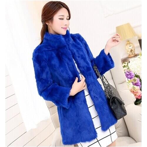 New Genuine Rabbit Fur Coat women full pelt rabbit fur jacket Winter long Fur Waistcoat customized big size free shipping
