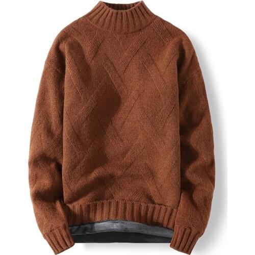 2021 Autumn Men Casual Fleece Sweater Men Winter Fashion Warm Thick Sweater Male O-Neck Wool Liner Pullovers M-3XL